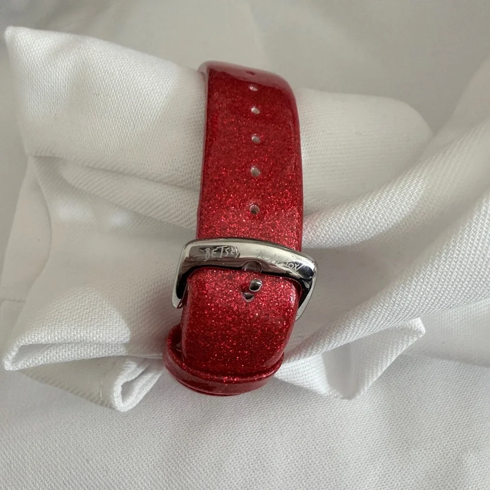 Betsey Johnson Womens OS Red Glitter French Fry Crystal Bezel Watch Accessory